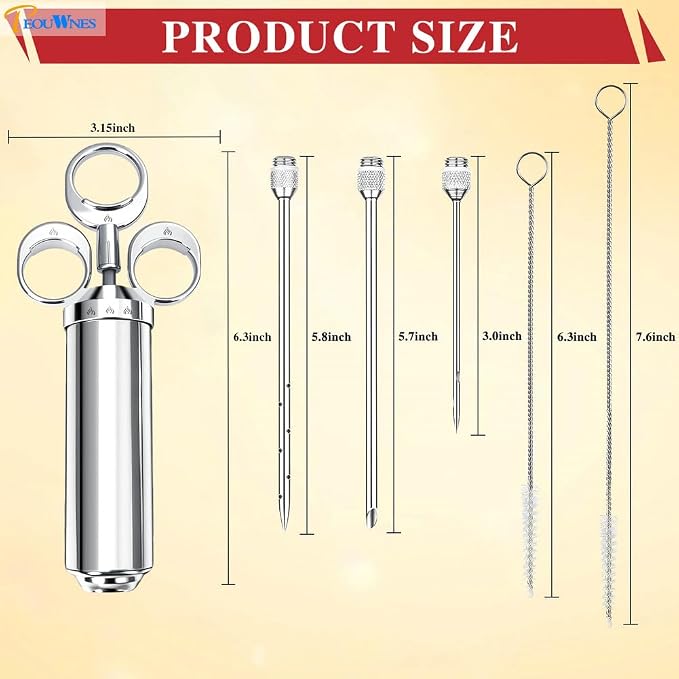 304-Stainless Steel Meat Injector Syringe Kit - Image 3
