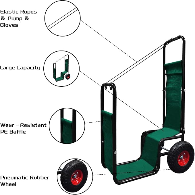 Firewood Cart with Pneumatic Wheel: 44 X 27 X 20 in Heavy Duty 220 lbs Load - Image 3