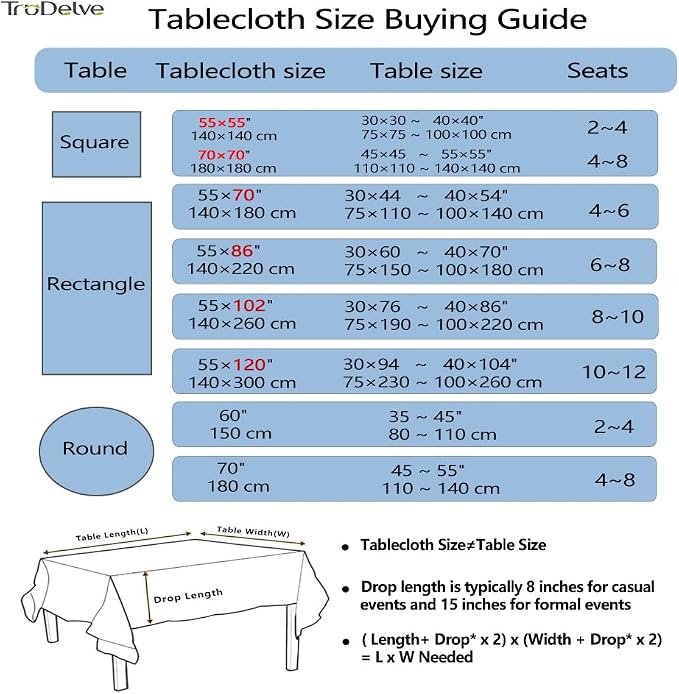 TruDelve Cotton Square Table Cloth Blue Striped Boho Cloth Tablecloths Summer - Image 7