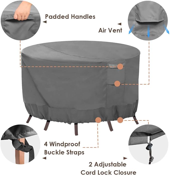 Vailge Round Patio Furniture Covers, 100% Waterproof Outdoor Table Chair Set - Image 5