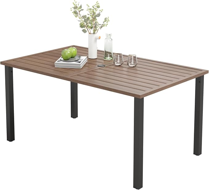 Outdoor Patio Dining Table for 6, All Weather Wrought Iron Outdoor Table for by MIXPATIO