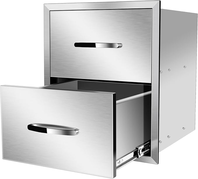 Outdoor Kitchen Stainless Steel Triple Access BBQ Drawers - Image 7