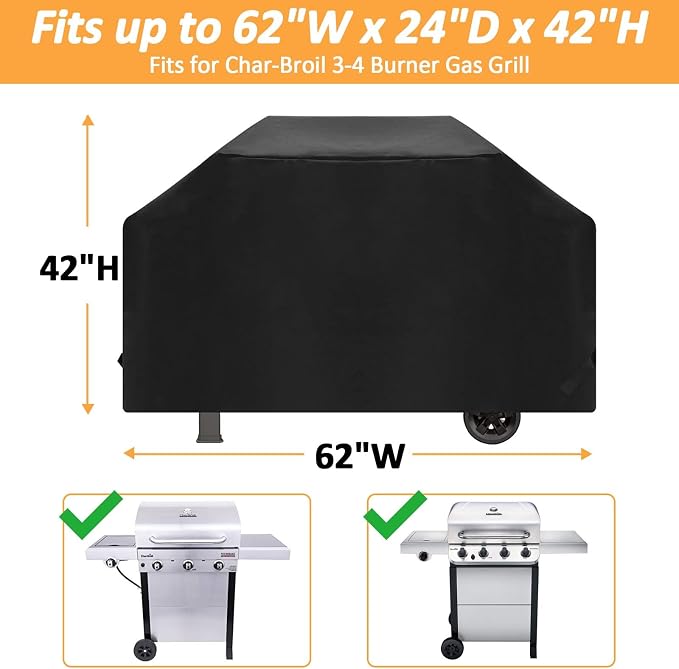 Grill Cover for Charbroil 3-4 Burner Performance Gas Grills, Waterproof - Image 2