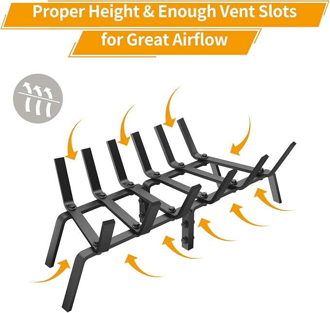 Fireplace Grate, 17 inch Solid Fireplace Log Holder, Heavy Duty Cast Iron - Image 3