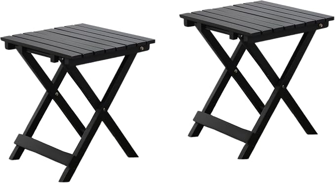 2 Pcs Small Folding Patio Side Table Outdoor Wood Wooden Small End Portable by BestforYou