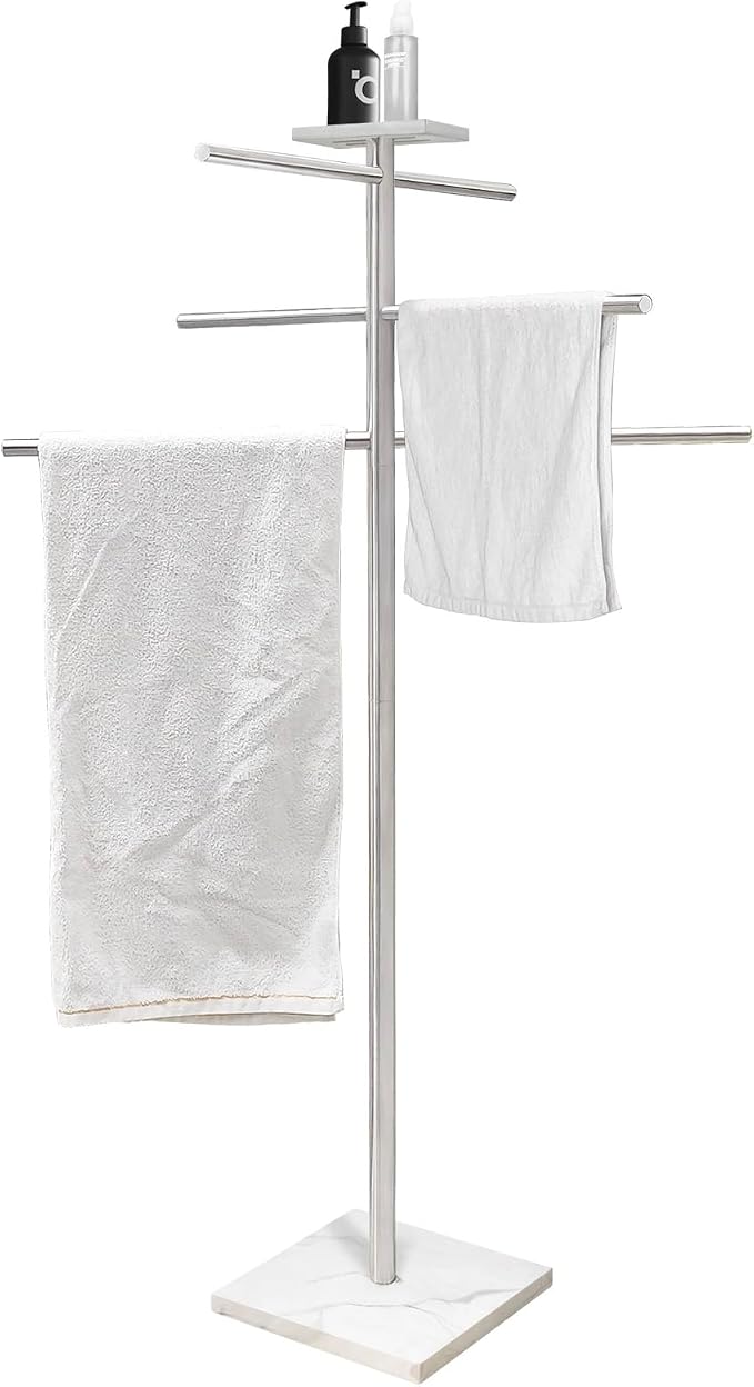 Marble Base Hot Tub Towel Rack for Spa, 304 Stainless Steel 6 Arms Standing by EADOT