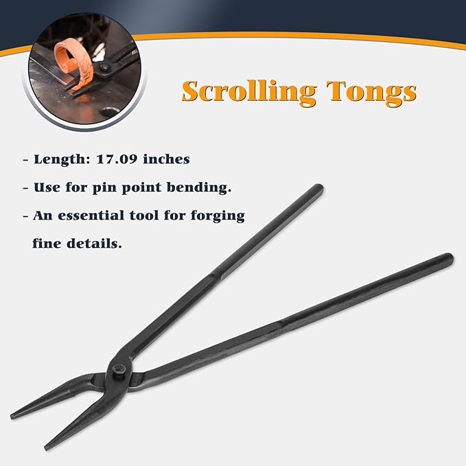 Forge Tongs, 6 Pieces with V-Groove and Flat-Jaw Styles