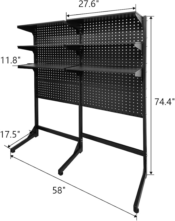 JZD Steel Free Standing Pegboard Shelf Unit, Metal Pegboard Floor Display System - Image 3