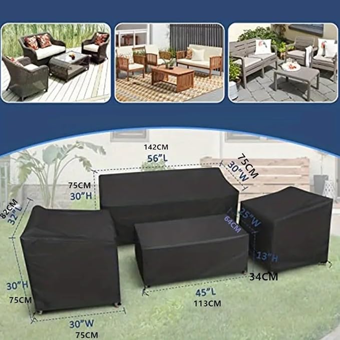 4-Piece Outdoor Furniture Covers, 420D Waterproof Windproof Set - Image 2