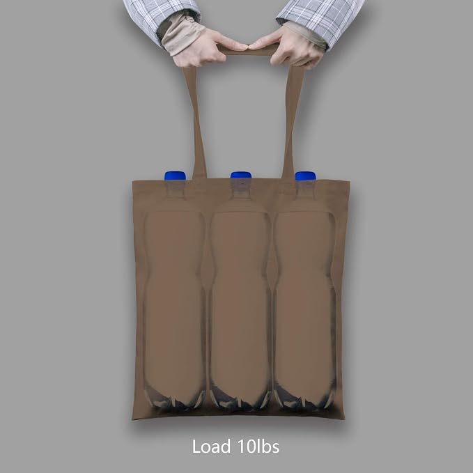 TOPDesign 6-Pack Economical 16"x15" Brown Cotton Tote Bag, Lightweight Medium - Image 6