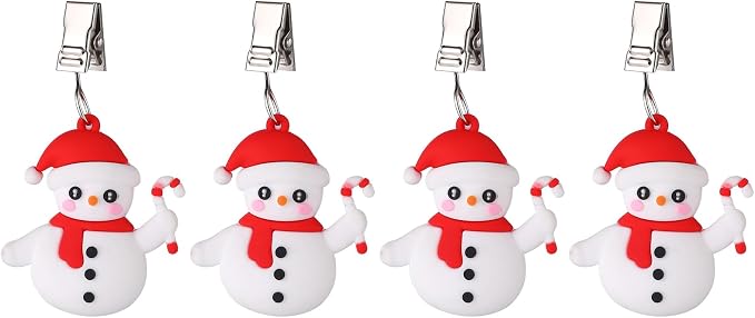TwoFish Home Set of 4 Snowman Tablecloth Weights Clips Handicraft Snowman by TwoFishHomeFashionLLC
