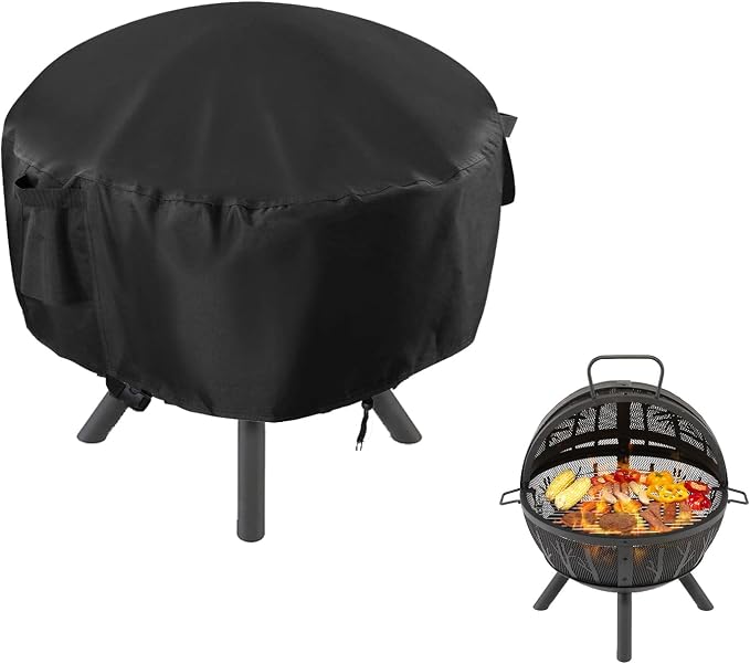 POMER Patio Fireplace Cover, Round Fire Pit Cover by POMER