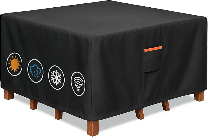 Outdoor Waterproof Furniture Cover, 74W x 74L x 28H inches Heavy Duty 600D by BRUXOLAY