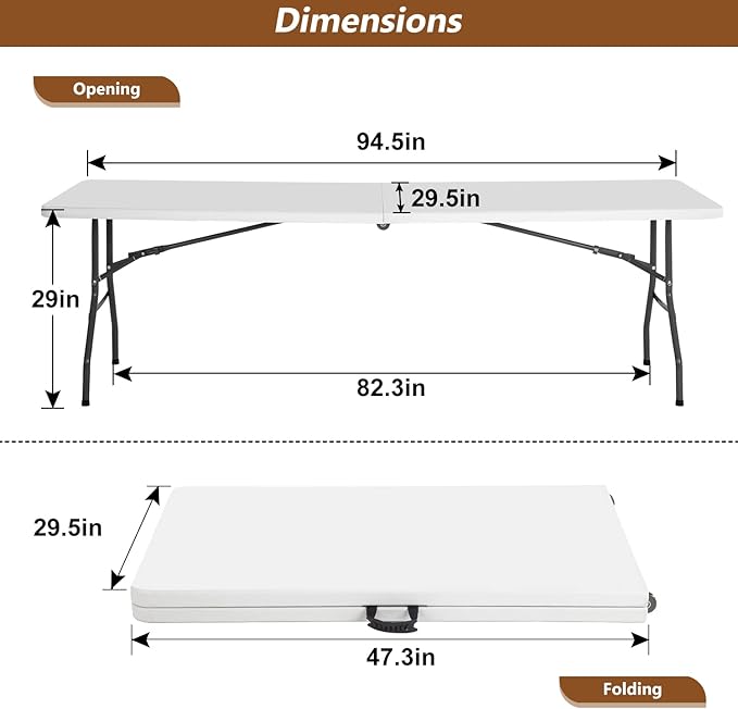 FDW Folding Half Portable Foldable Table - Image 2