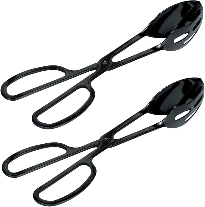 Tongs 2-Pack Black Stainless Steel Buffet Serving Tongs