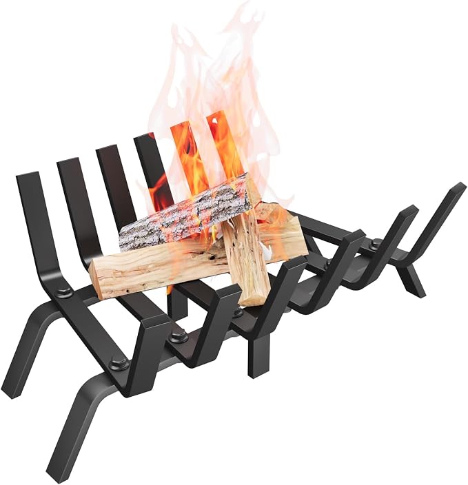 Heavy Duty 17Inch Fireplace Grate, Solid Steel Log Rack by DPZM