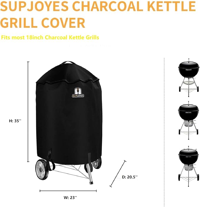 SUPJOYES Grill Cover for Weber Charcoal Kettle, Premium 22 Inch BBQ Grill Covers - Image 2