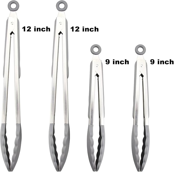 Tongs 4-Pack in Aqua Sky with Locking Clip and Non-Slip Grip