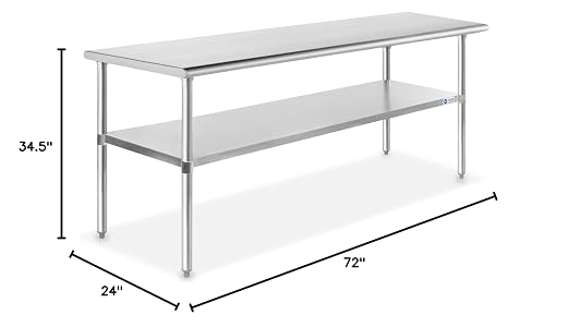 GRIDMANN Stainless Steel Work Table 72 x 24 Inches, NSF Commercial Kitchen Prep - Image 2