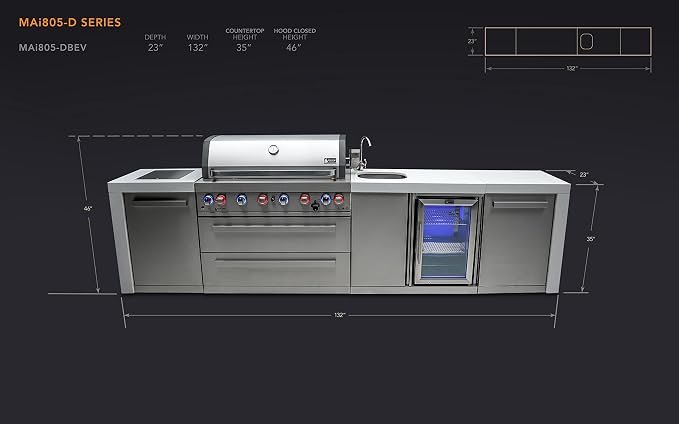 Mont Alpi MAi805-DBEV 6-Burner 115000 BTU 44-inch Deluxe Stainless Steel Island - Image 2
