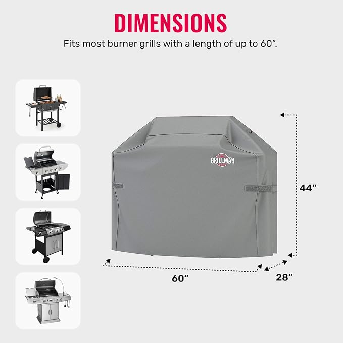 Grill Cover by Grillman, 60 Inch, BBQ Outdoor Grill Covers, Charcoal & Gas - Image 3