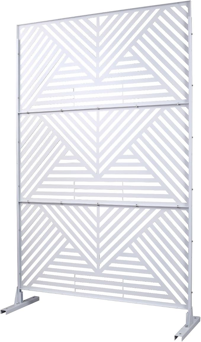 Outdoor Privacy Screen with Geometric Design – Metal Decorative Panel, by FRITHJILL