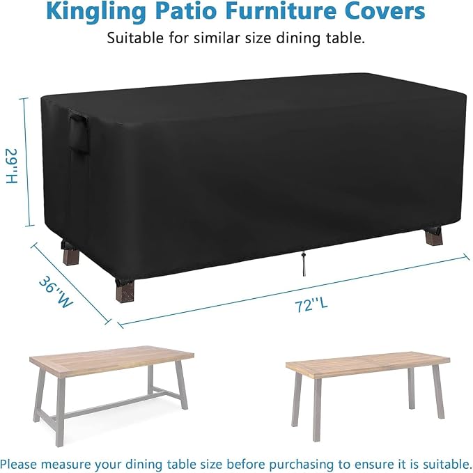 Kingling Patio Table Covers, Rectangular Outdoor Dining Table Cover 71 inch - Image 2