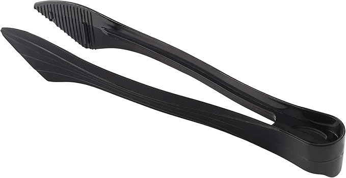Serving Tongs, 8.5-Inch Plastic, Jet Black, Wide Head