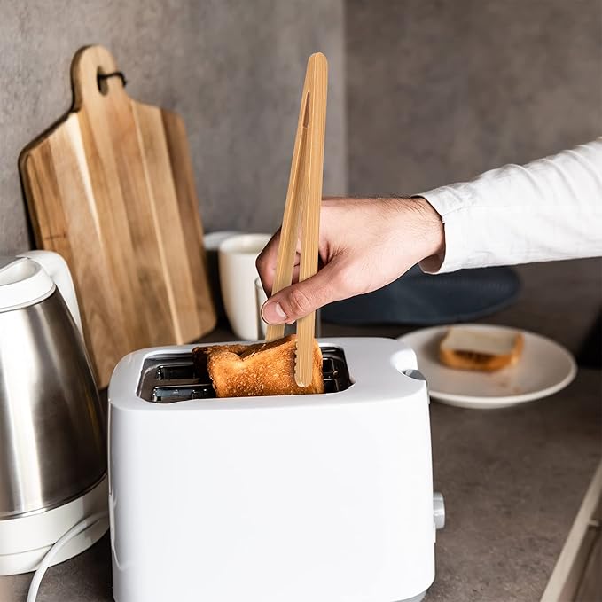 Tongs, 9 Piece Bamboo Set in Snack, Straight and Curved Styles