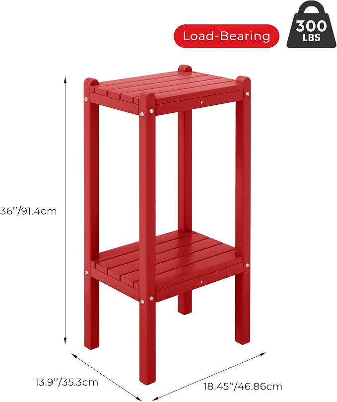 Costaelm Paradise 36"" Outdoor Adirondack HDPE 2-Tier Patio Side Table - Image 2
