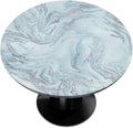 Blue Silver Marble Pattern Round Table Cloth Cover, Elastic Edge Waterproof by ModaQua