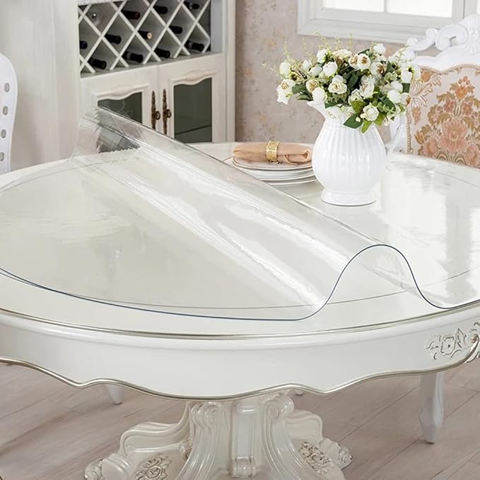 RostiKong 36 Inch Clear Plastic Round Table Top Protector PVC Tablecloth Cover - Image 2