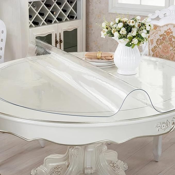 RostiKong 66 Inch Clear Round Table Cover Protector Transparent Circle Table - Image 2