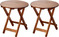 Small Round Folding Side Table Set of 2, Patio Foldable Wooden Outdoor End by BestforYou
