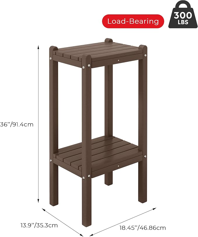 Costaelm Outdoor Side Table, 2-Tier Small Patio Coffee Tables - Image 3