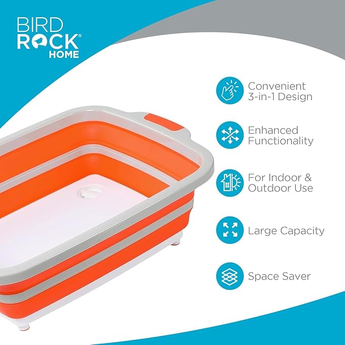 BIRDROCK HOME 2-pack Collapsible BBQ Prep Tub w/Cutting Board, Portable - Image 3