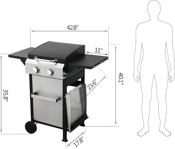 2-Burner Gas Grill, 24600 BTU Portable BBQ - Image 5