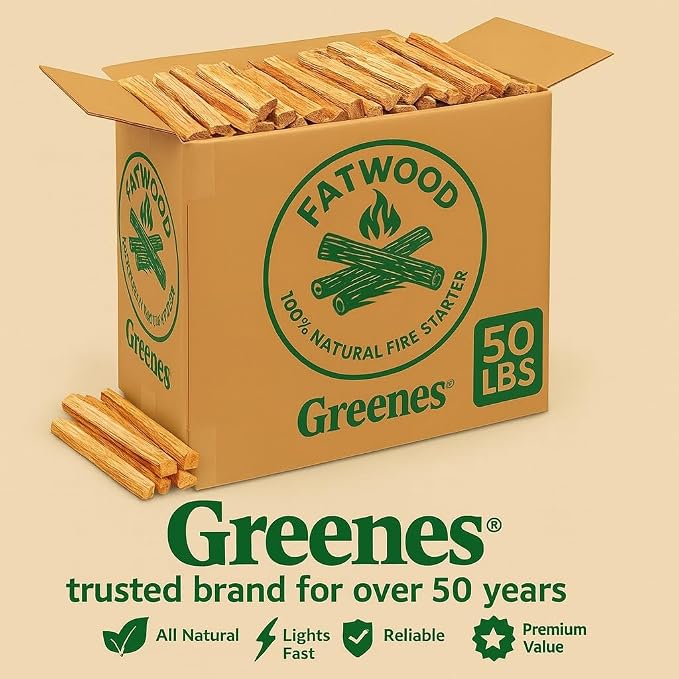 Greenes Fence Fatwood Fire Starter – 50 lb Box – 100% Natural Resin Pine - Image 2