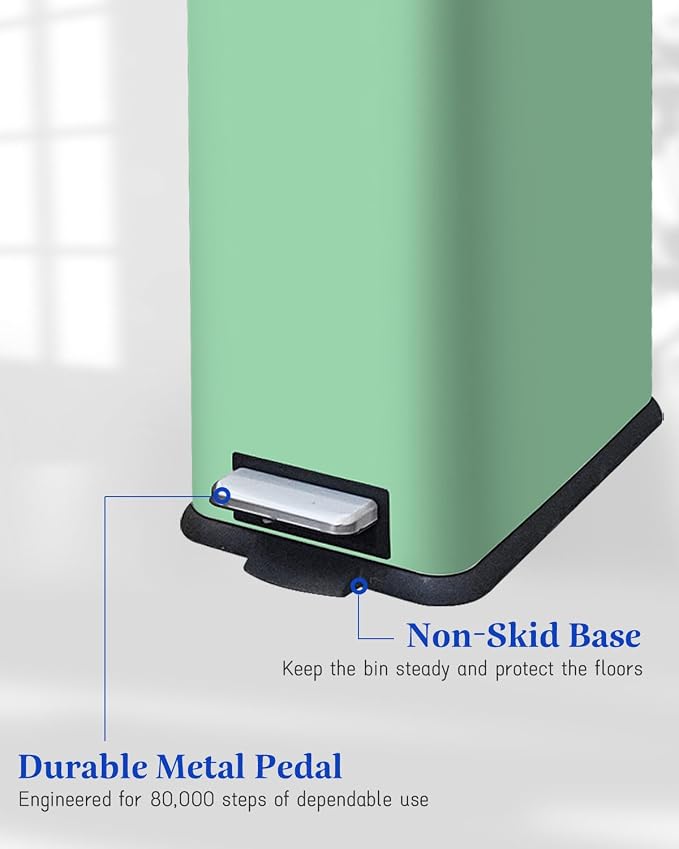 JM.YIPENG Bathroom Trash Can, 16.7L / 4 Gallon Rectangular Trash Can - Image 6