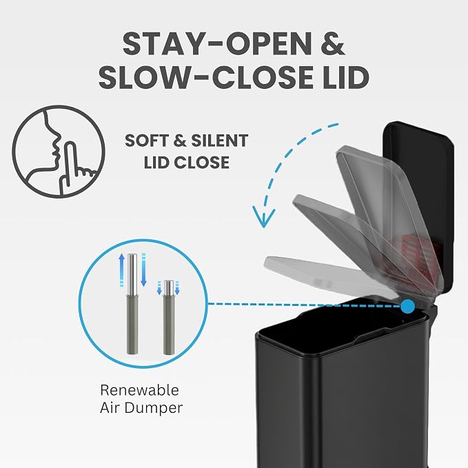 iTouchless SoftStep 3 Gallon Slim Bathroom Trash Can - Image 3
