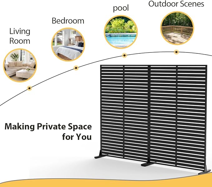 Privacy Fence Screen with Stand 6 Panel 72" H×47" W HDPE Decorative Panels with - Image 7