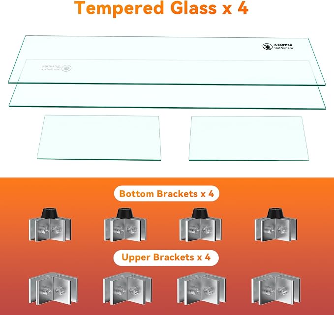 Skyflame 30 x 14 Inches Rectangular Fire Pit Glass Wind Guard - Image 7