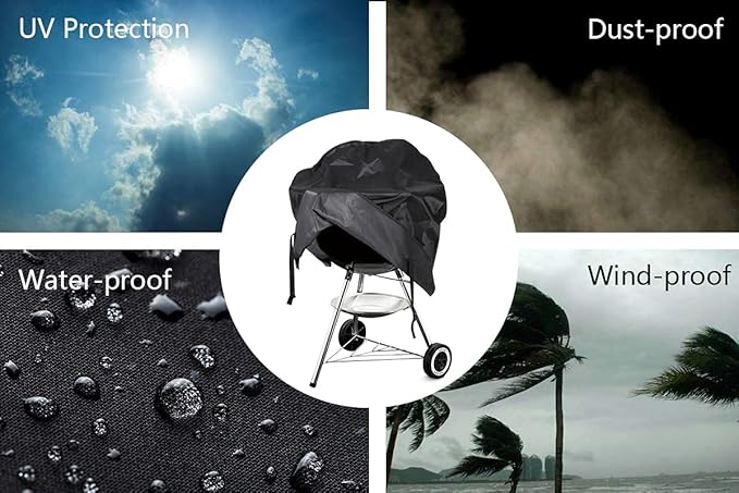Grill Cover for Weber Round Grill Cover Water Proof Heavy Duty Outdoor Canvas - Image 7
