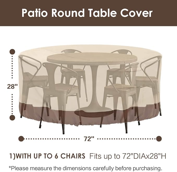 Vailge Round Patio Furniture Covers, 100% Waterproof Outdoor Table Chair Set - Image 2