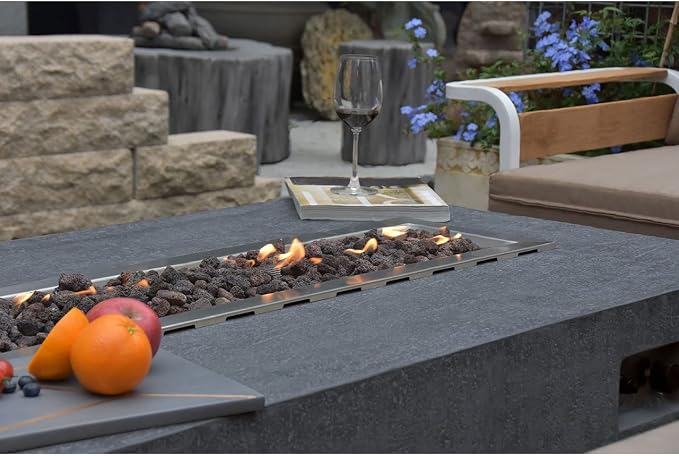 Elementi | Hampton Gas Fire Pit Cast Concrete 56" Rectangular Fire Table - Image 5