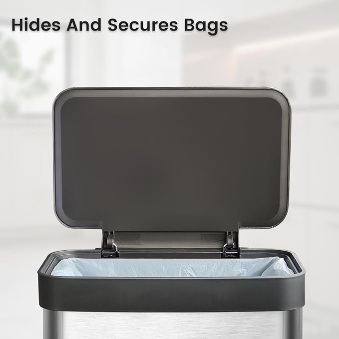 50 Liter / 13 Gallon Trash Can, Fingerprint Proof Stainless Steel Kitchen Trash - Image 8
