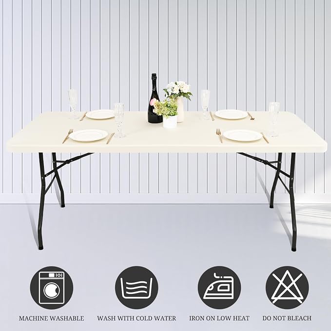 6 Pack Stretch Fabric Table Top Cap Cover, fits 6' Tables, Spandex Table Covers - Image 5