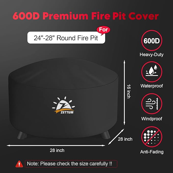 Zettum Fire Pit Cover Round 28 Inch - Image 2