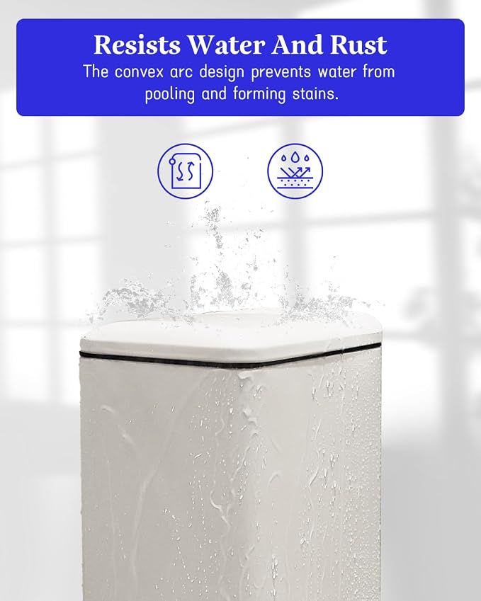 Trash Can with Lid, 10L Bathroom Waste Bin, Small Pedal Bin, Stainless Steel - Image 7