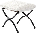 HollyHOME 15" Folding Footrest Stool, Upholstered Small Foldable Ottoman by HollyHOME